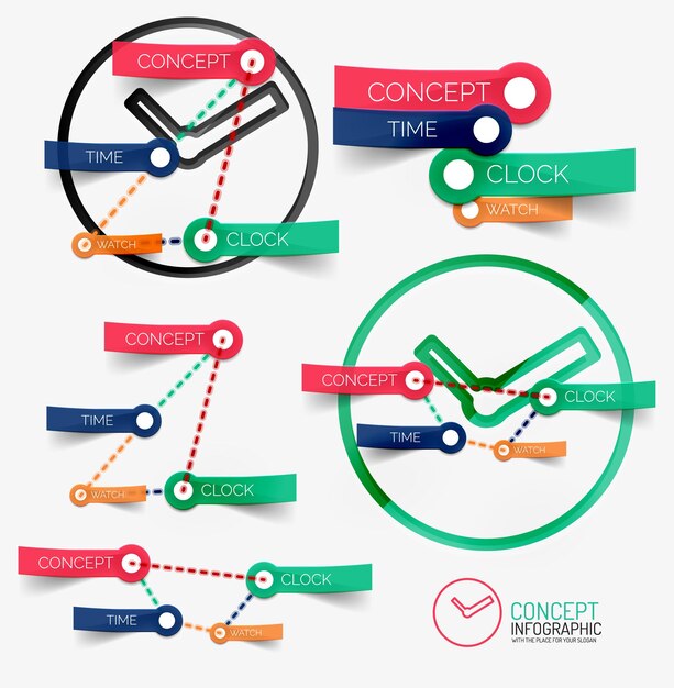 Vector klok infographic en trefwoorden