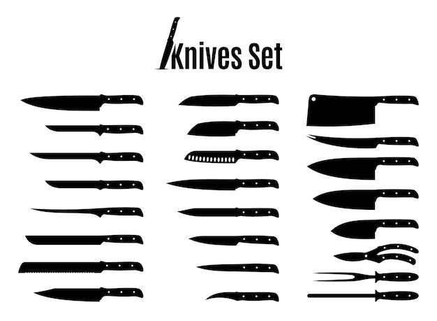 Vector knives set isolated on white