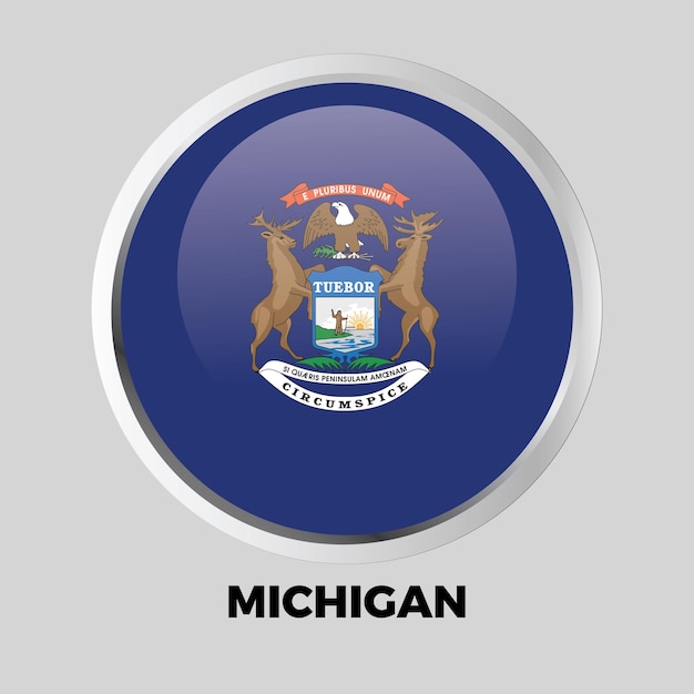 Vector vector knop vlag van michigan state of usa op ronde frame