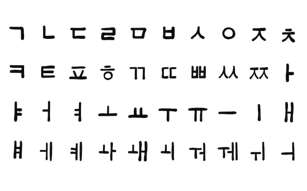 韓国語のアルファベットのベクトル
