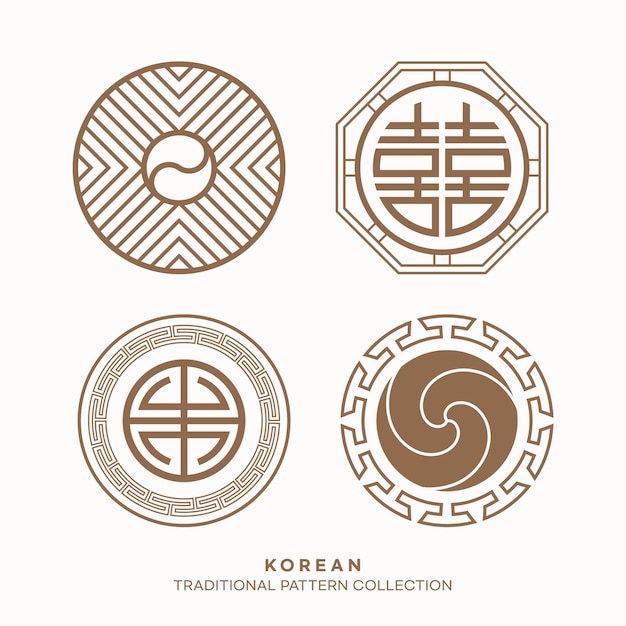 Vector korean traditional pattern design elements