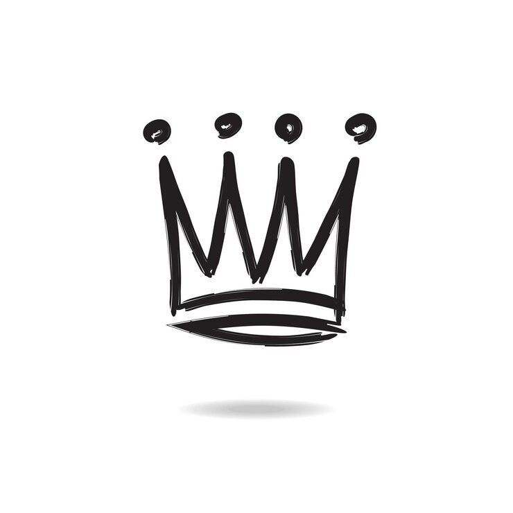 Vector vector kroon icoon handgetekende stijl geïsoleerd op witte achtergrond voor koningin logo