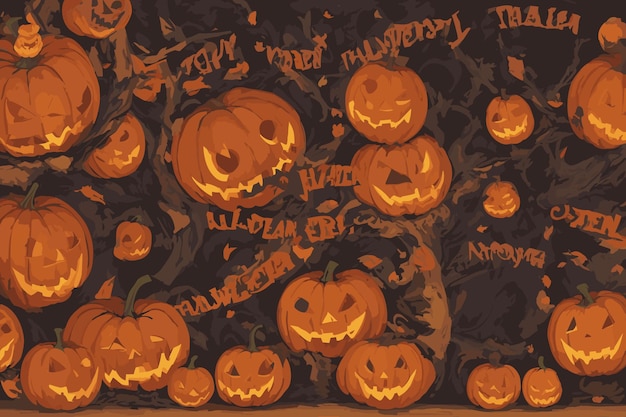 vector kunst halloween heks pompoen spin illustratie verschrikking kaarslicht griezelige achtergrond vleermuis de