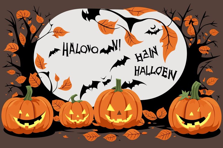 vector kunst halloween heks pompoen spin illustratie verschrikking kaarslicht griezelige achtergrond vleermuis des
