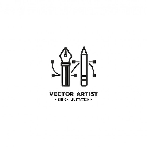 Vector kunstenaar logo sjabloon. potlood en pen tool