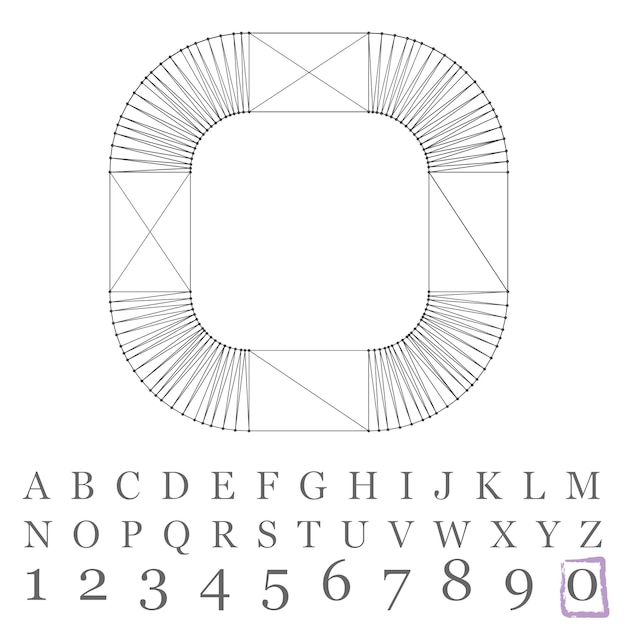 Vector laag poly nummers lettertype. Veelhoek nummer alfabet. Vector illustratie.