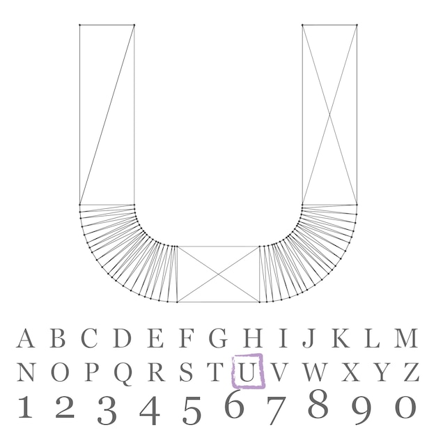 Vector laag poly nummers lettertype. veelhoek nummer alfabet. vector illustratie.