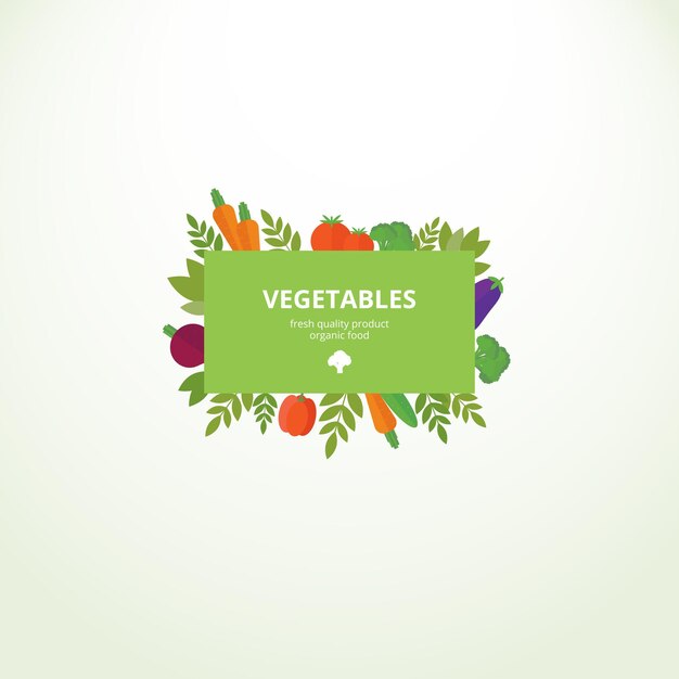 Vector label of banner met verse groenten Concept biologisch product