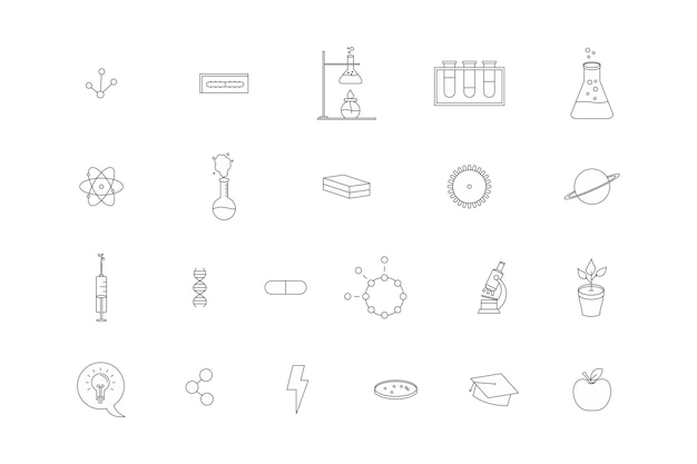 Vector vector labortory black and white icons set