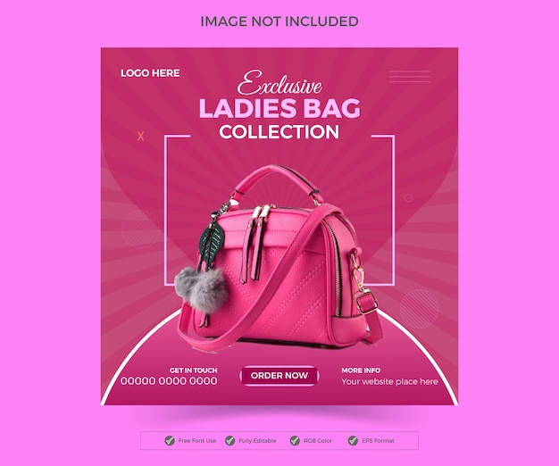 Premium Vector  Exclusive ladies bag collection social media post