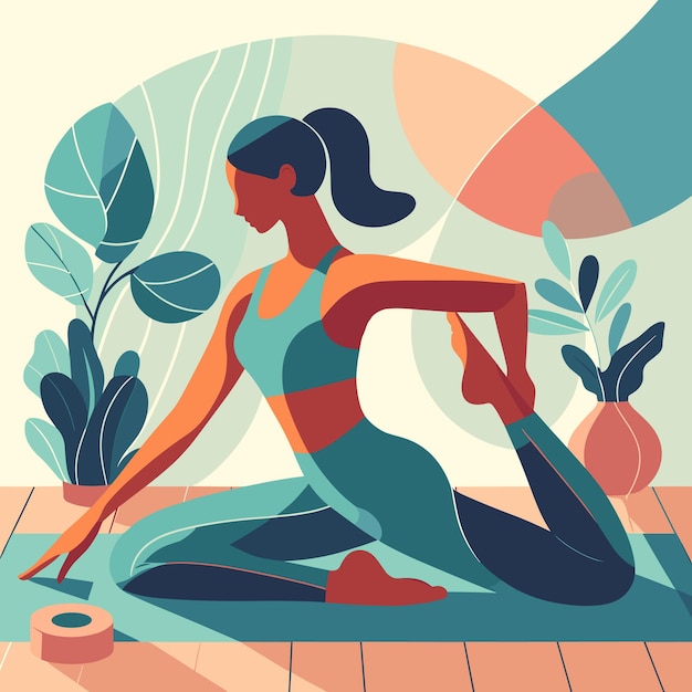 Vector vector lady fitness workout illustration