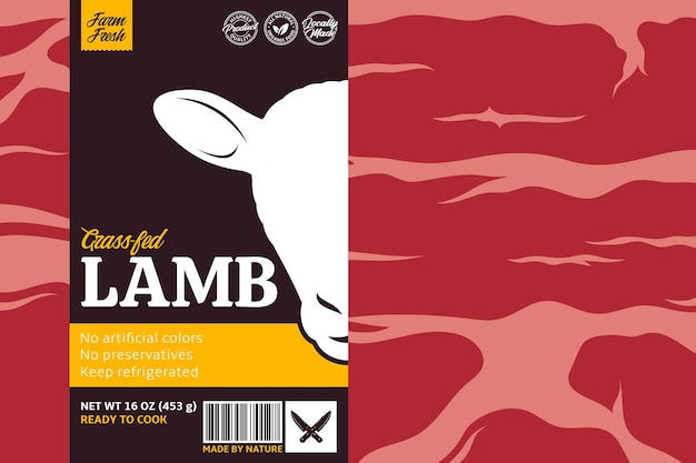 Vector lamb label design sheep icon meat background