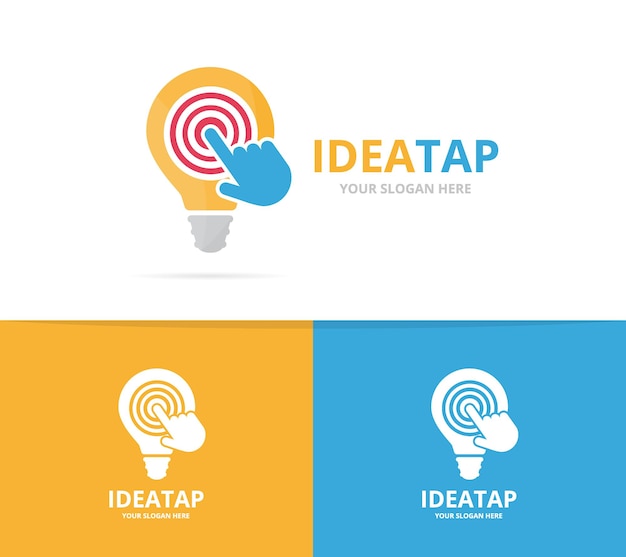 Vector lamp and click logo combination Lightbulb and cursor symbol or icon Unique idea and digital logotype design template
