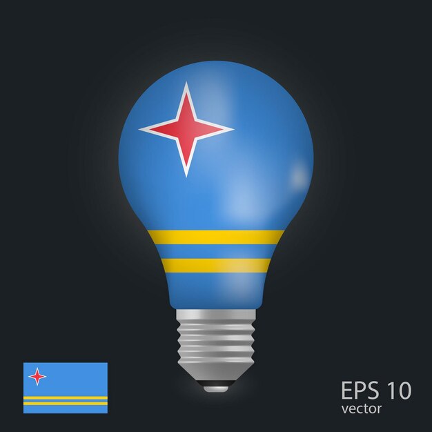 Vector lamp met vlag van Aruba 3D-rendering geïsoleerd op grijze achtergrond