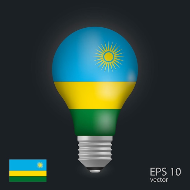 Vector lamp met vlag van Rwanda 3D-rendering geïsoleerd op grijze achtergrond