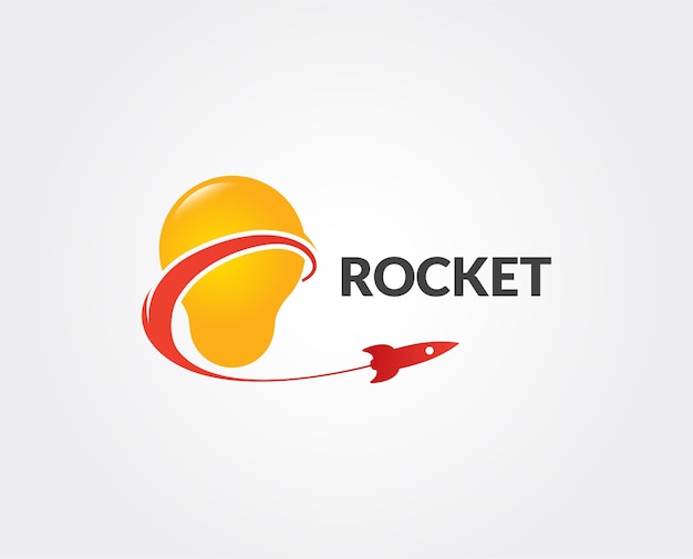 Vector lamp and rocket logo  template