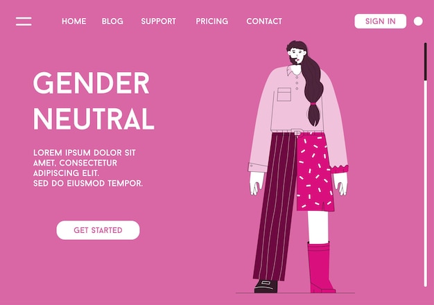 Vector landing page of gender neutral concept