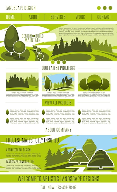 Vector vector landing page landscape design company