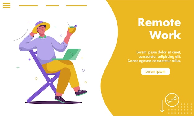 Векторная целевая страница концепции удаленной работы