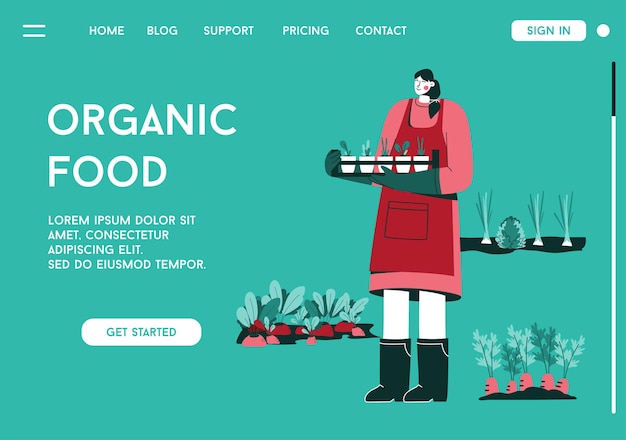 Vector landing page of Organic Food concept