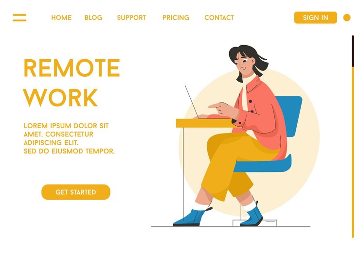 Vector landing page of Remote Work concept