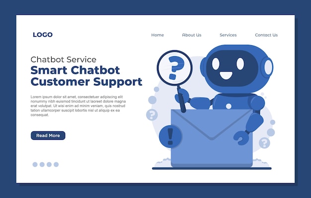 Vector landing page sjabloon voor chatbot Cute Chatbot Service Smart Chat bot Klantenondersteuning