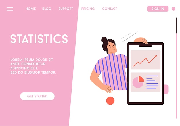 Vector vector landing page of statistics concept