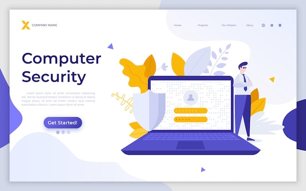 Vector landing page with character