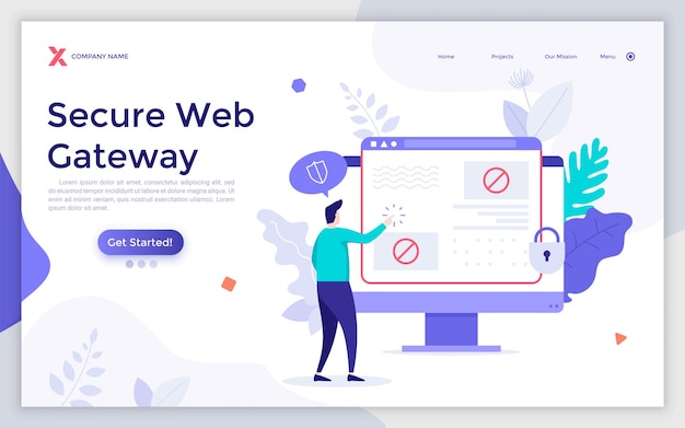 Vector landing page with character