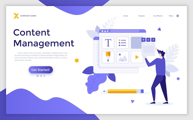 Vector vector landing page with character