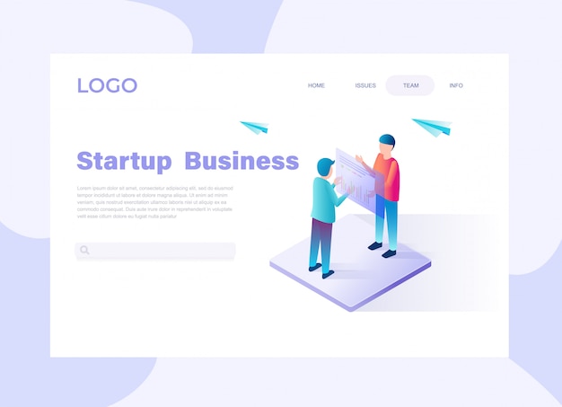 Vector vector landing page with isometric characters
