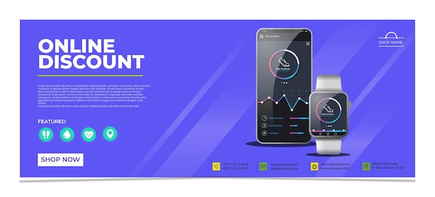 vector landing page with smartphone and smartwatch template