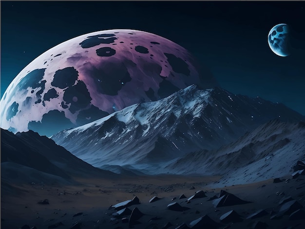 Vector vector landscape background moon and hill animation background on mars animation background