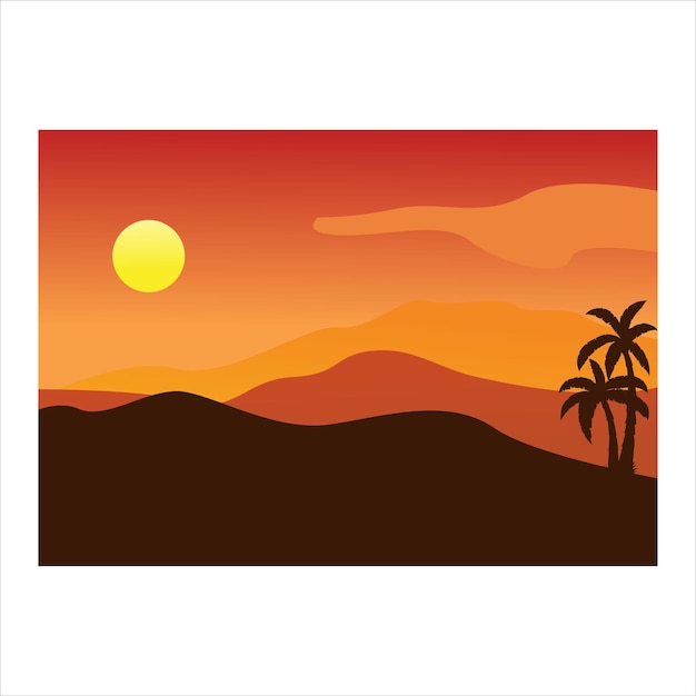 vector landscape of natural scenery at dusk can be used for digital and print
