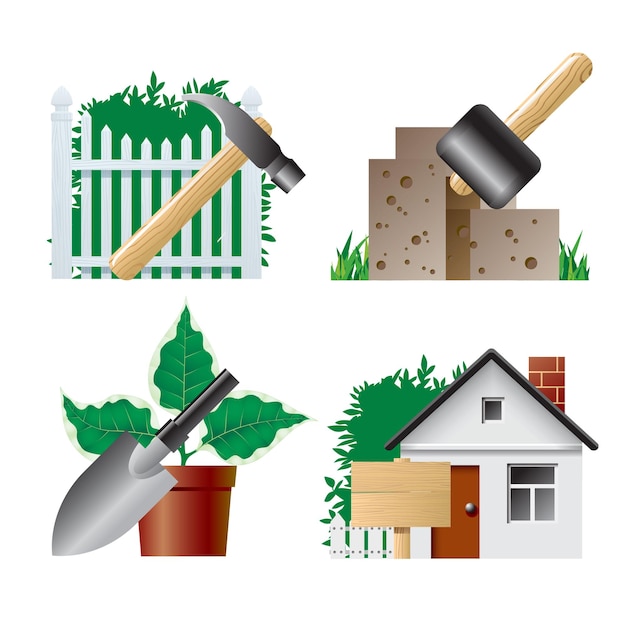 Vector vector landscaping icons