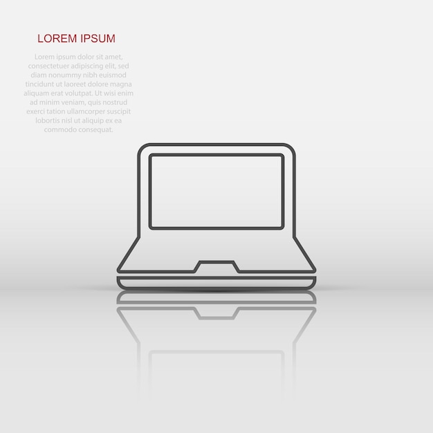Icona del computer portatile vettoriale in stile piatto pittogramma dell'illustrazione del segno del notebook concetto di business del pc
