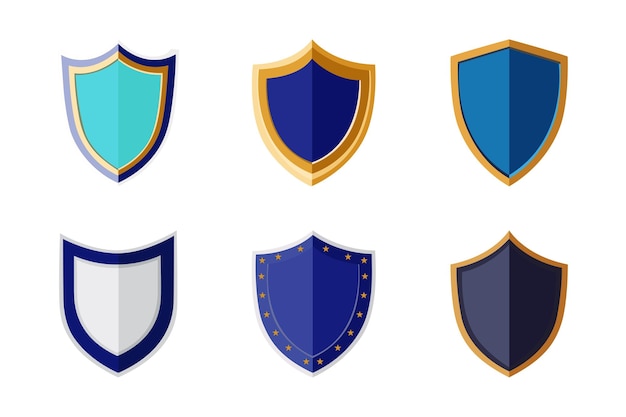 vector large collection of shield icons and symbols