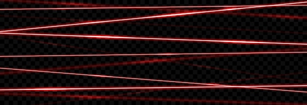 Raggi laser vettoriali png raggi laser rossi su sfondo trasparente isolato sistema di sicurezza laser