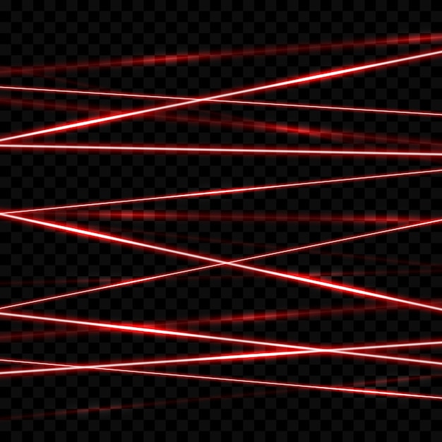 Raggi laser vettoriali png raggi laser rossi su sfondo trasparente isolato sistema di sicurezza laser