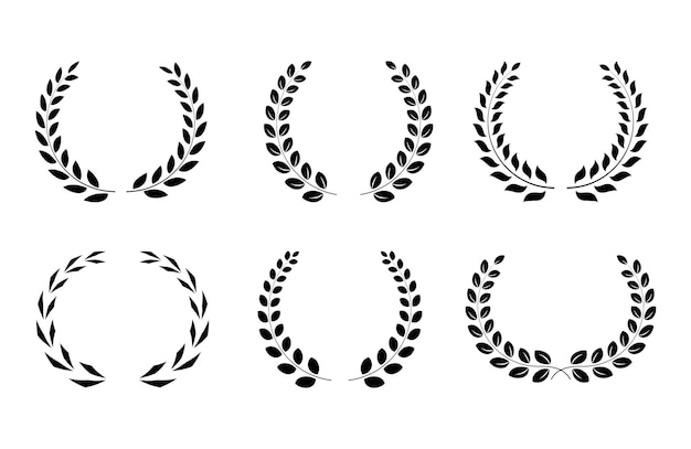 Vector laurel wreath set olive branches decorative elements