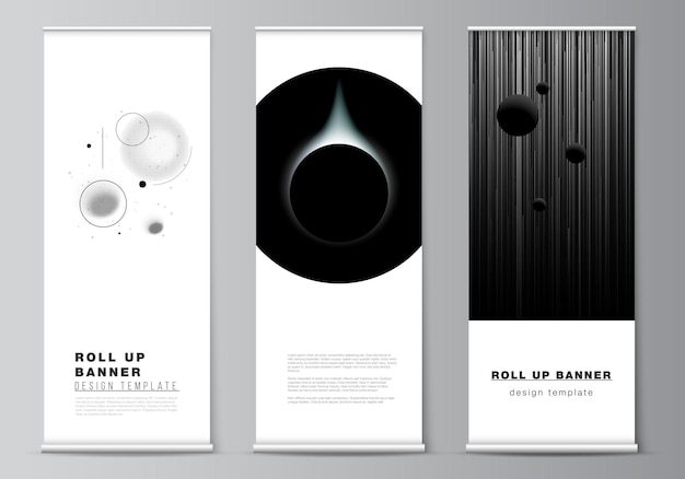 Layout vettoriale di modelli di design mockup roll up per volantini verticali modelli di design bandiere banner s...