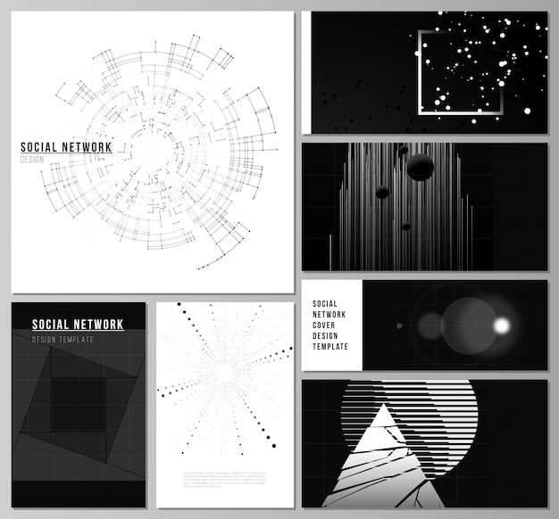 벡터 표지 디자인 웹사이트 디자인 웹사이트 배경 또는 광고를 위한 소셜 네트워크 모형의 벡터 레이아웃 과학 의학 기술 개념의 검은 색 기술 배경 디지털 시각화