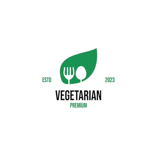 Vector leaf fork spoon logo design illustration idea