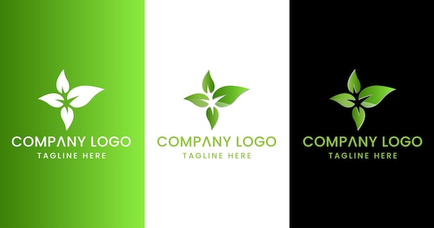 vector leaf logo minimalist gradient style design illustration vector template icon