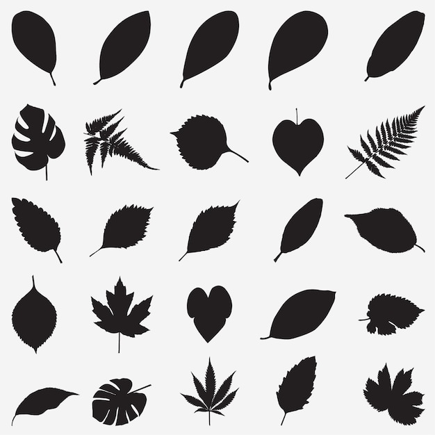 Vector leaf silhouettes set