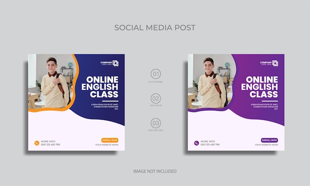 vector learning english social media post design