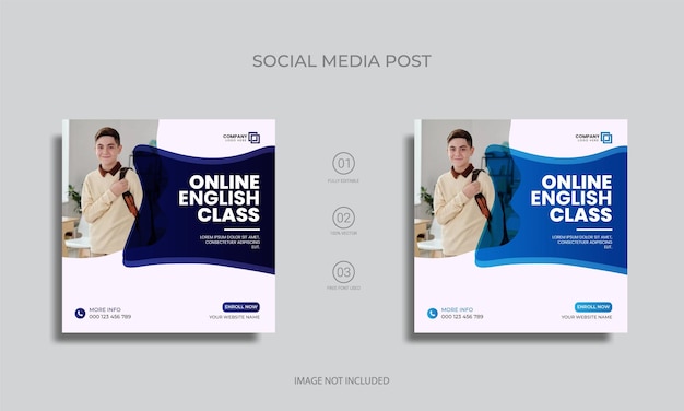 vector learning english social media post design