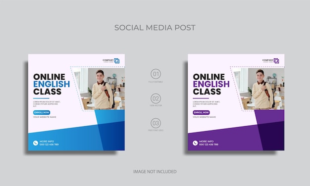 vector learning english social media post design