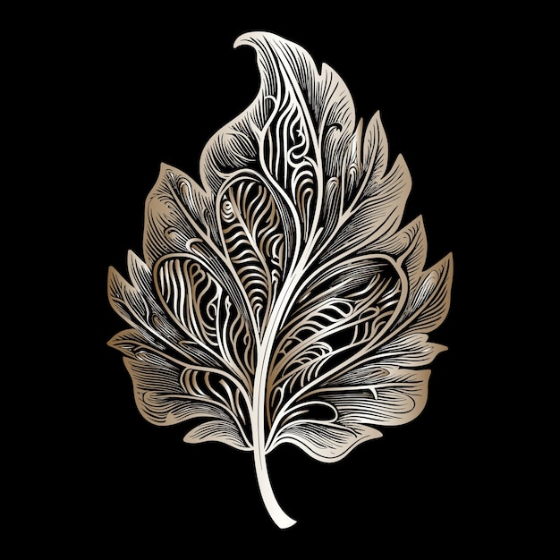 Vector leaves Elegant decorative ornamental floral design silhouette