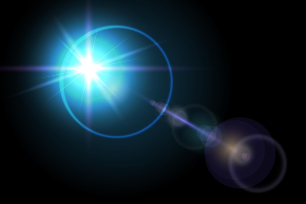 Vector lens flare isolated on black background